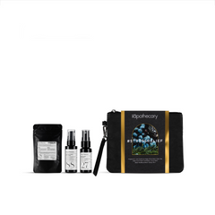Stress Relief Clutch Includes magnesium and amethyst deep relax bath soak 40g, keep calm hand and body lotion 30ml and beat the blues room spray 15ml